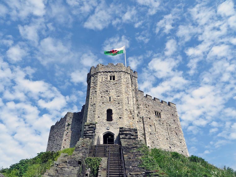 Der normannische Keep des Cardiff Castle