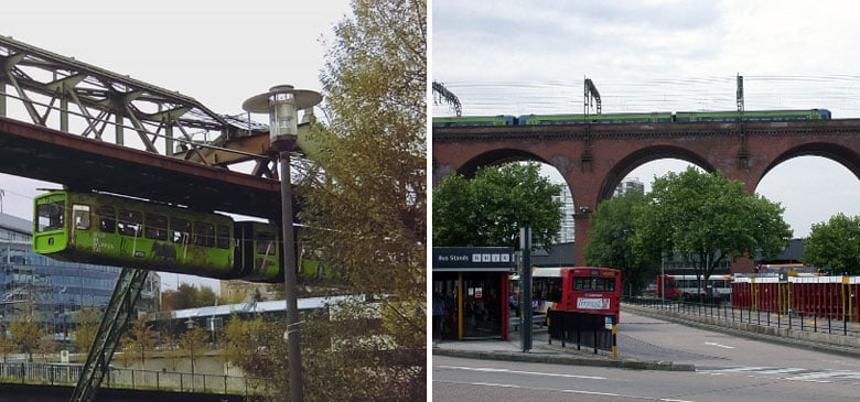 Schwebebahn und Stockport Viaduct