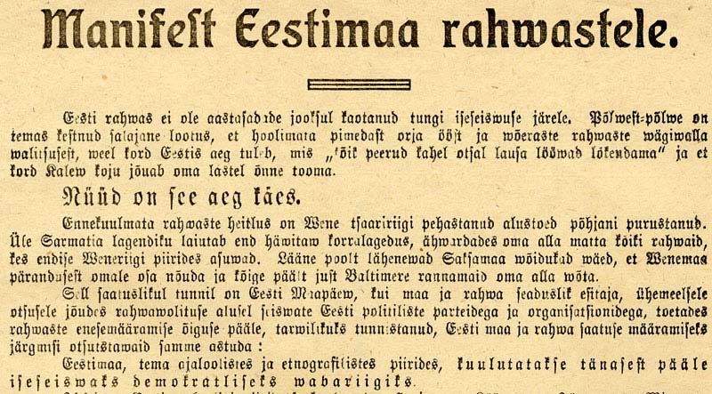 Manifest an alle Völker Estlands