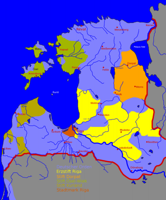 Karte Estland Lettland im Mittelalter