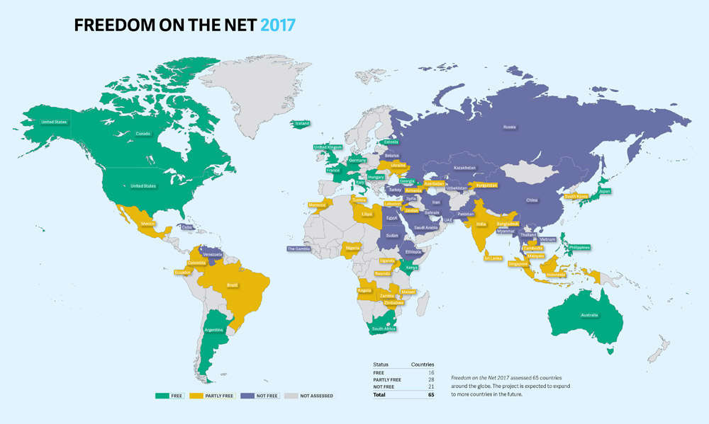 Weltkarte der Internetfreiheit