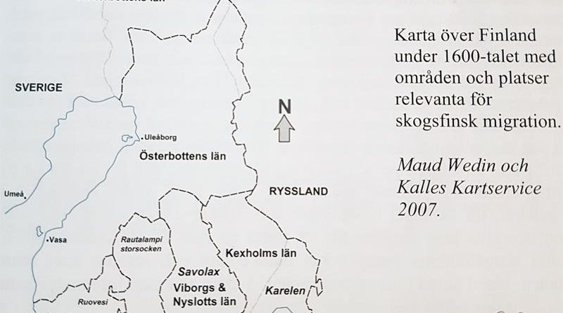 Karte von Finnland Waldfinnen 1638