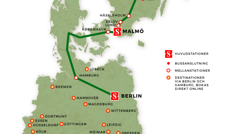 Nachtzug Schweden Deutschland Streckenverlauf