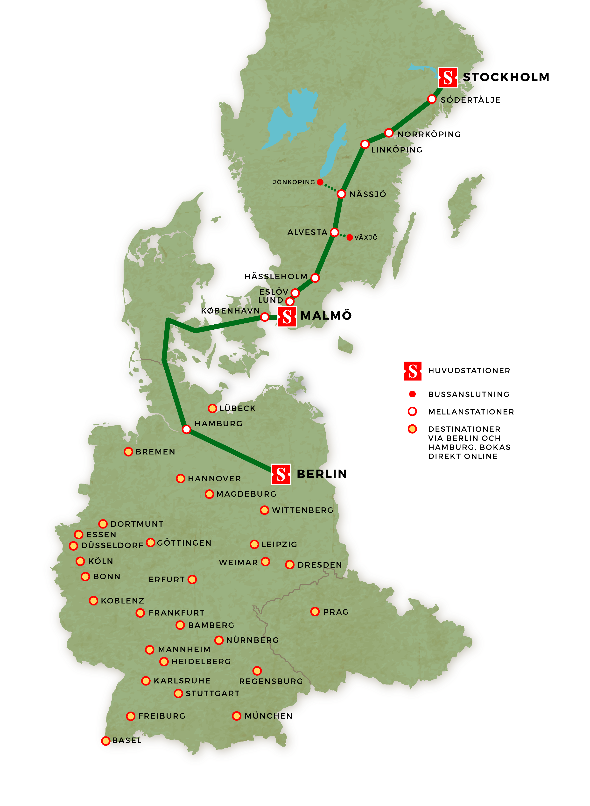sweden to germany travel time by train
