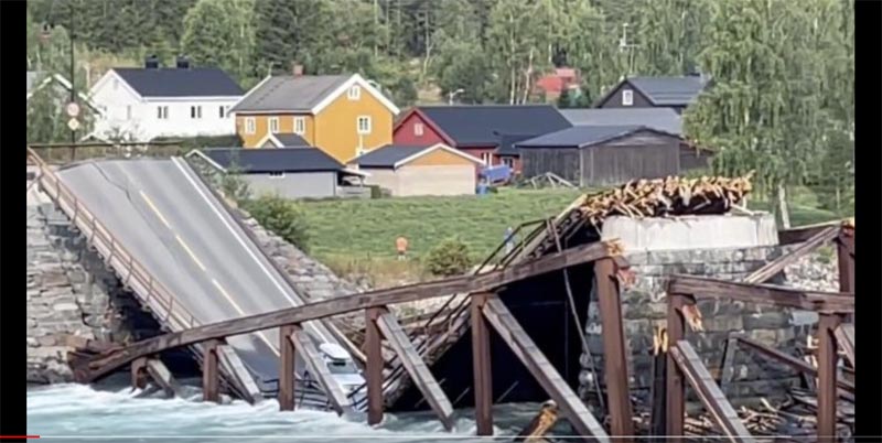 Brücke eingestürzt Norwegen Tretten