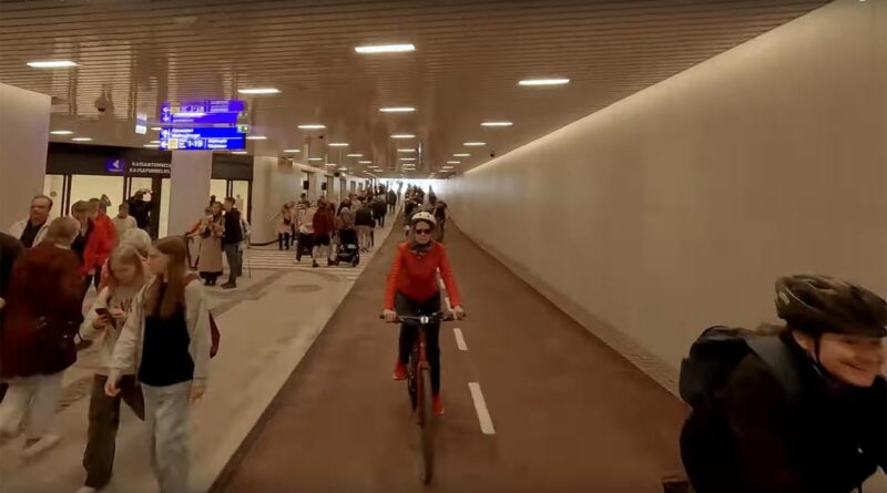 Finnlands neue Attraktion: 220 m langer Fahrradtunnel in Helsinki feierlich eröffnet